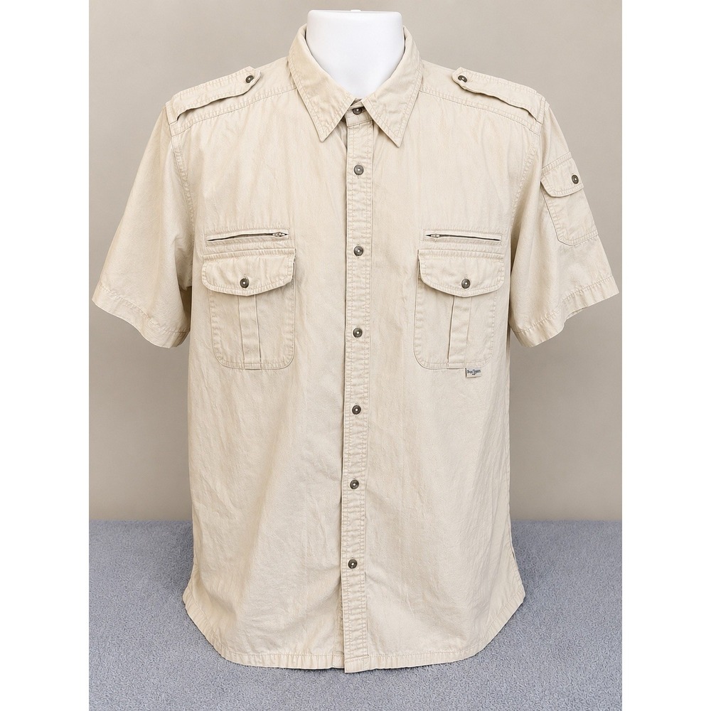 Fox Fire Men's 2XT Tall Safari Utility Shirt 100% Cotton Zip Short Sleeve